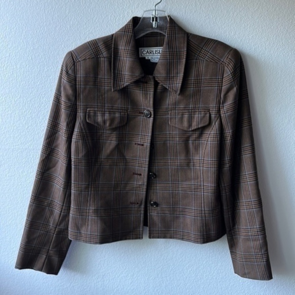 Carlisle jacket blazer plaid brown tones size 8 career